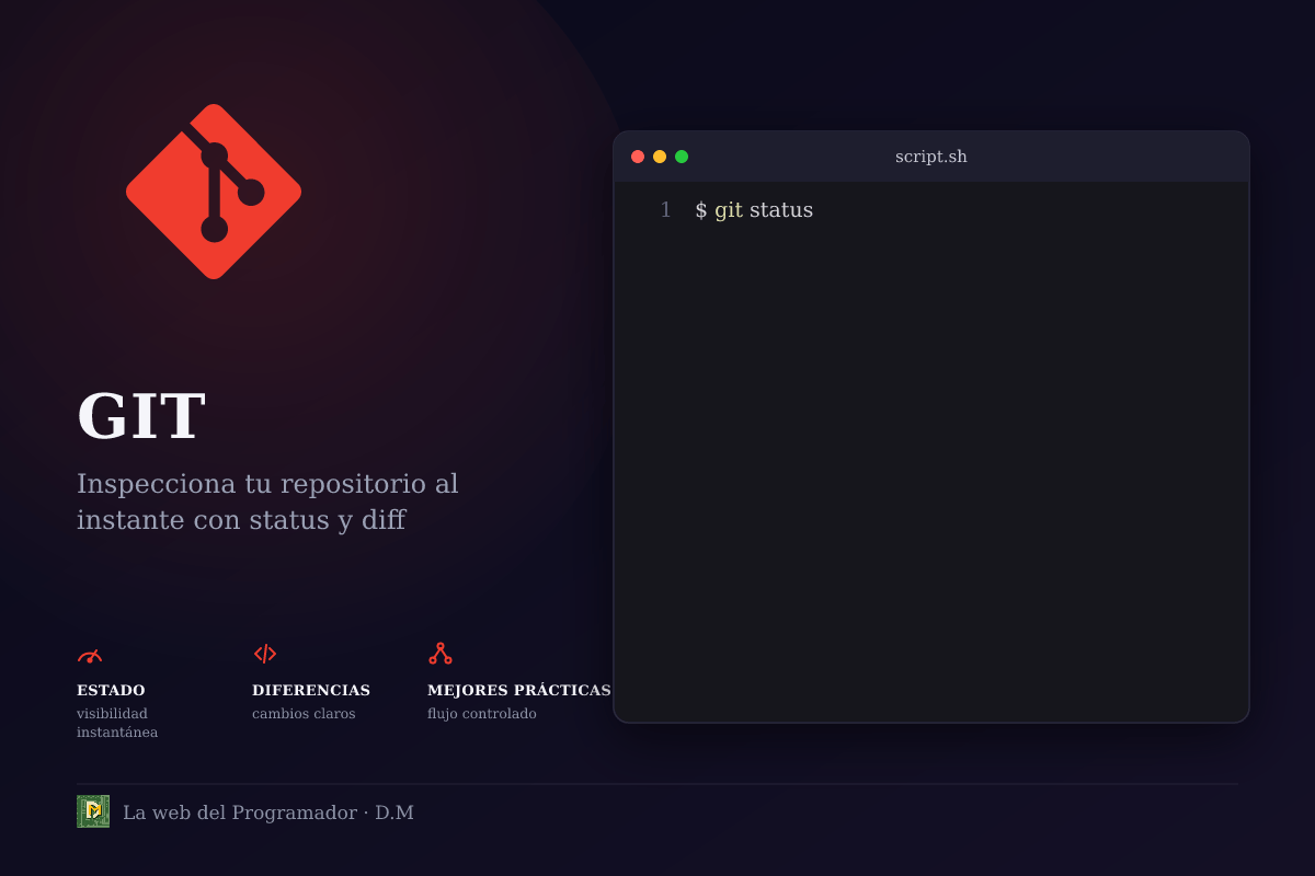 Domina el control de versiones: usa `git status` y `git diff` para inspeccionar el estado del trabajo