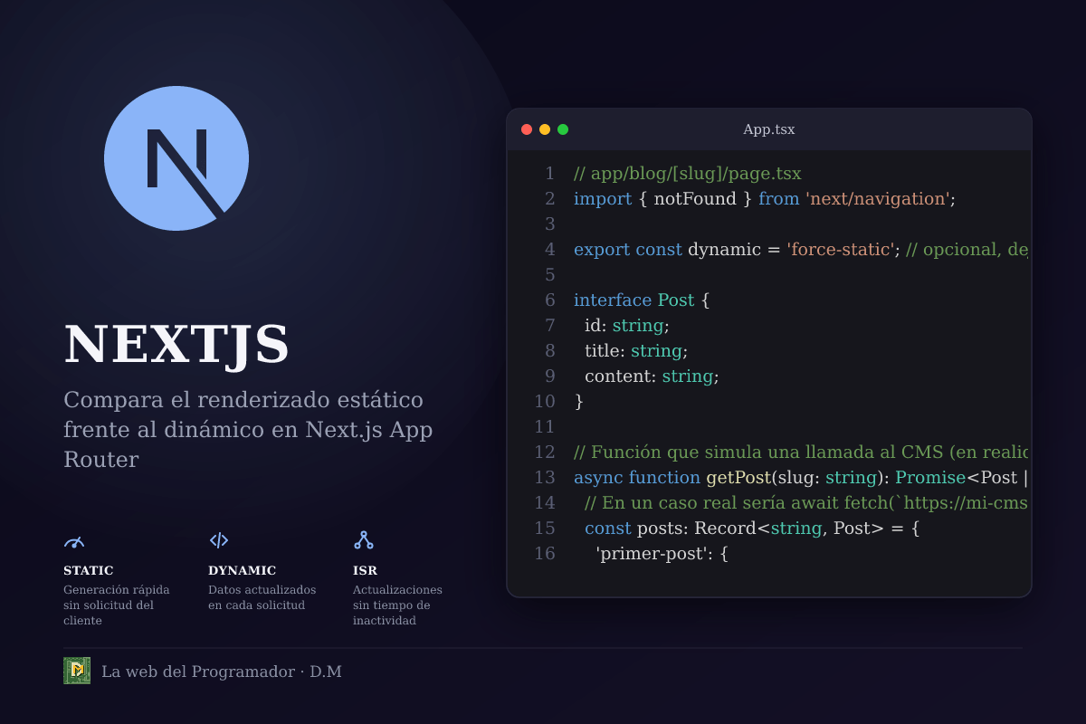 Static vs Dynamic Rendering en Next.js App Router: diferencias y ejemplos