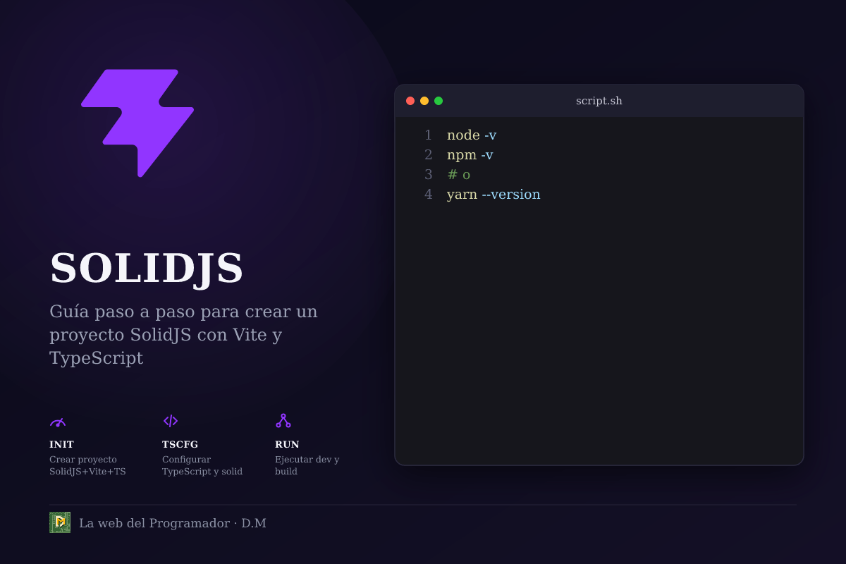 Setup de SolidJS con Vite y TypeScript: Guía Paso a Paso con Comandos y Salidas Esperadas