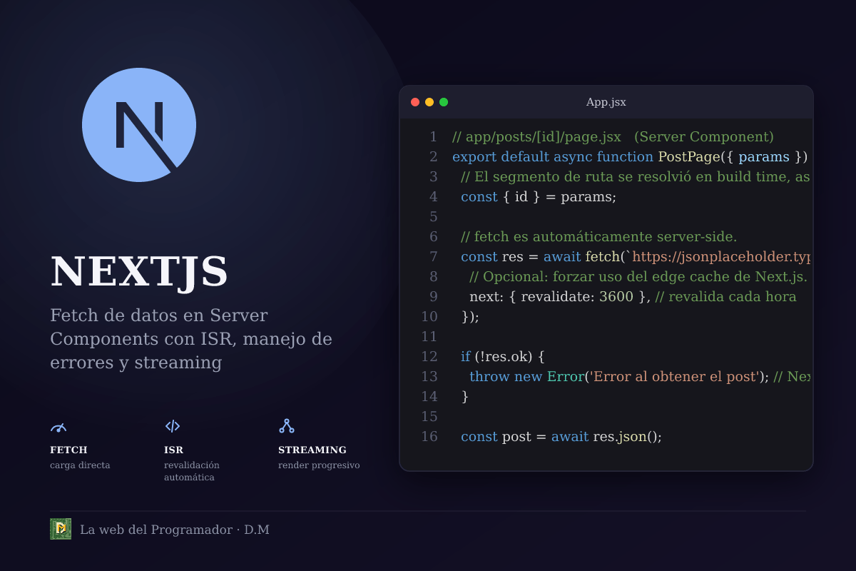 Cómo hacer fetch de datos directamente en Server Components de Next.js