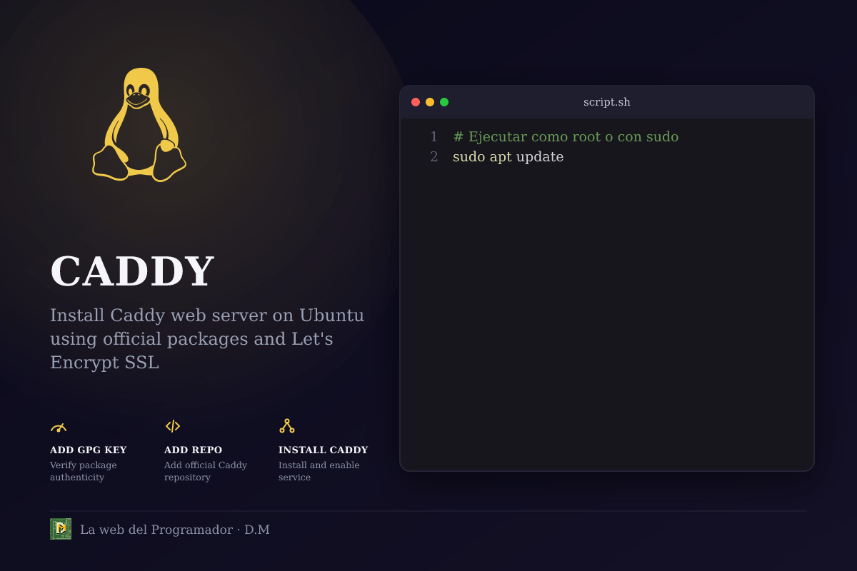 Instalá Caddy desde los repositorios oficiales en Ubuntu paso a paso