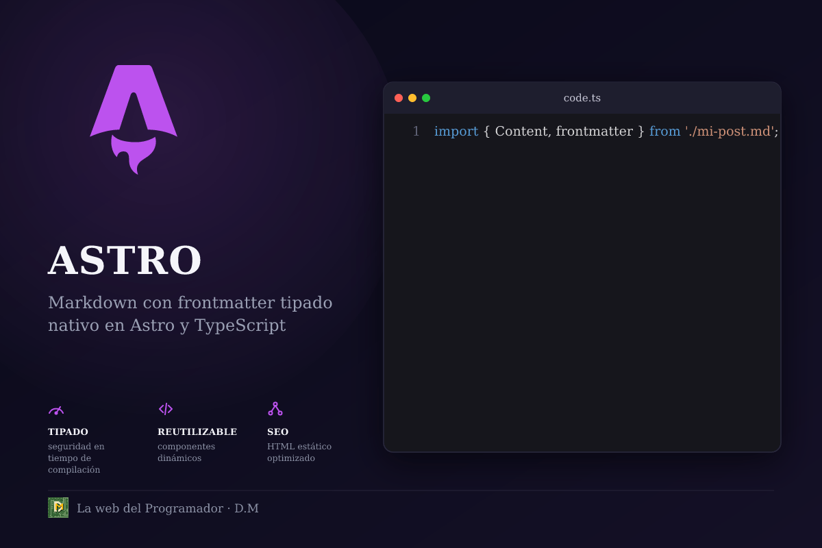Markdown con tipado de frontmatter nativo en Astro: cómo funciona y ejemplos