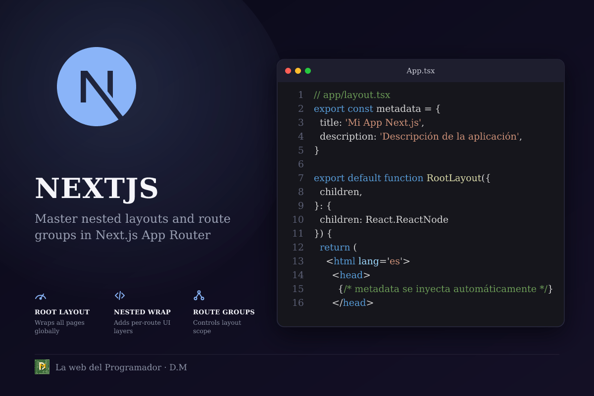Layouts anidados en Next.js App Router: cómo el root layout envuelve todo